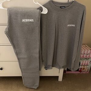 Jacquemus Gray Sweatpants and Long sleeve tee shirt